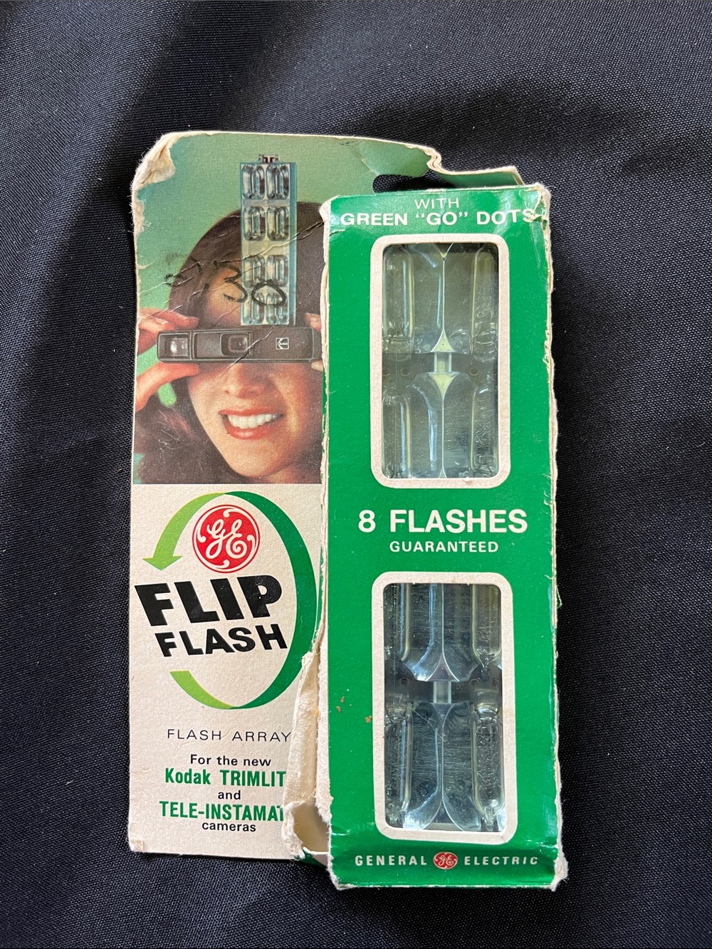 Vtg GE Flip Flash CG38A Kodak Trimlite & Tele-Instamatic 8 Flashes Made USA